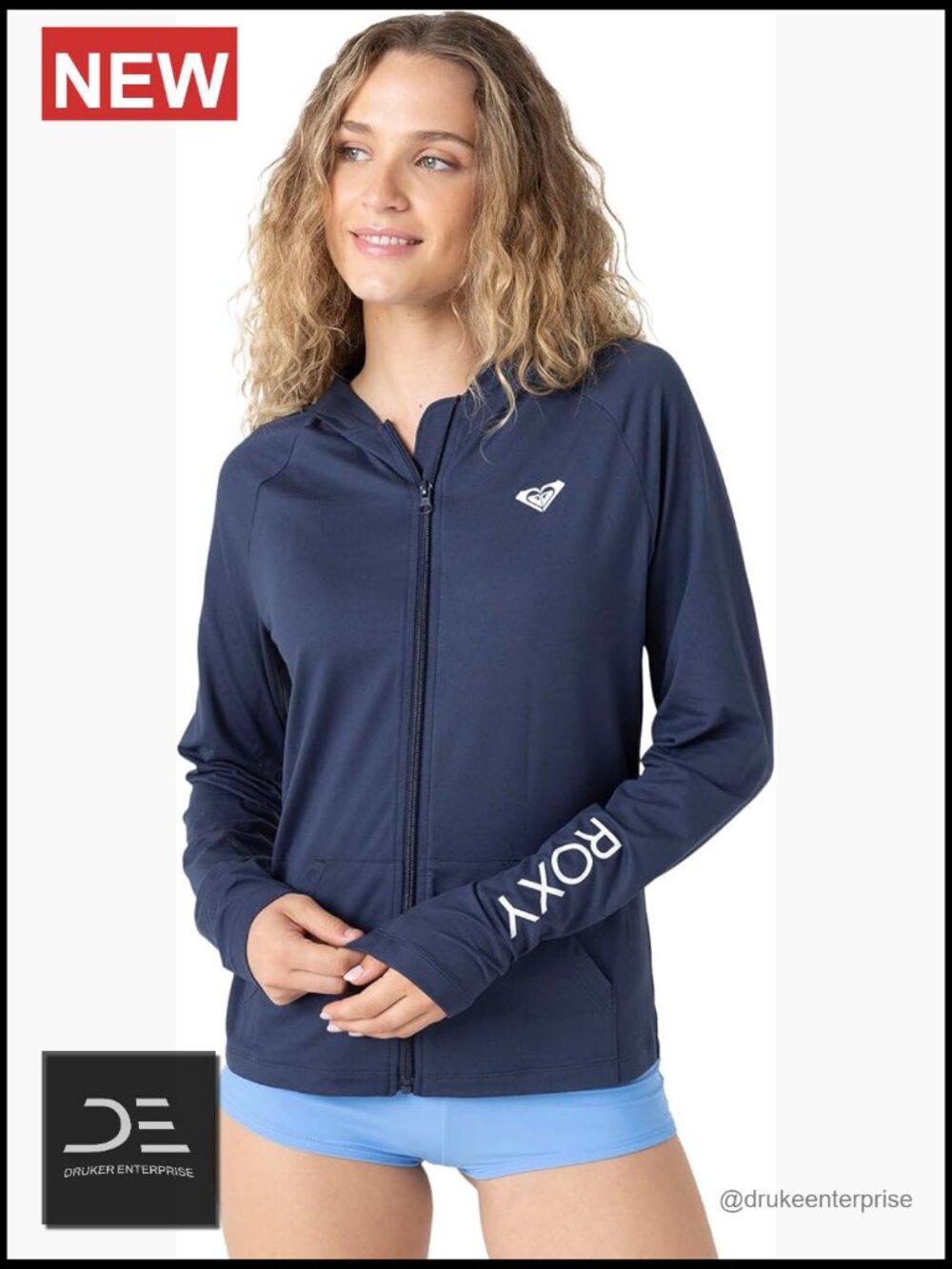 Long Sleeve Zip-up Hooded Rashguard – UPF 50+ Quick-Dry Swim Shirt